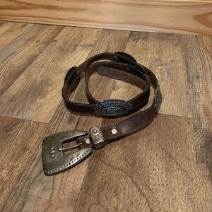 Another line inc western boho cowgirl rodeo antiqued medallion brown belt buckle